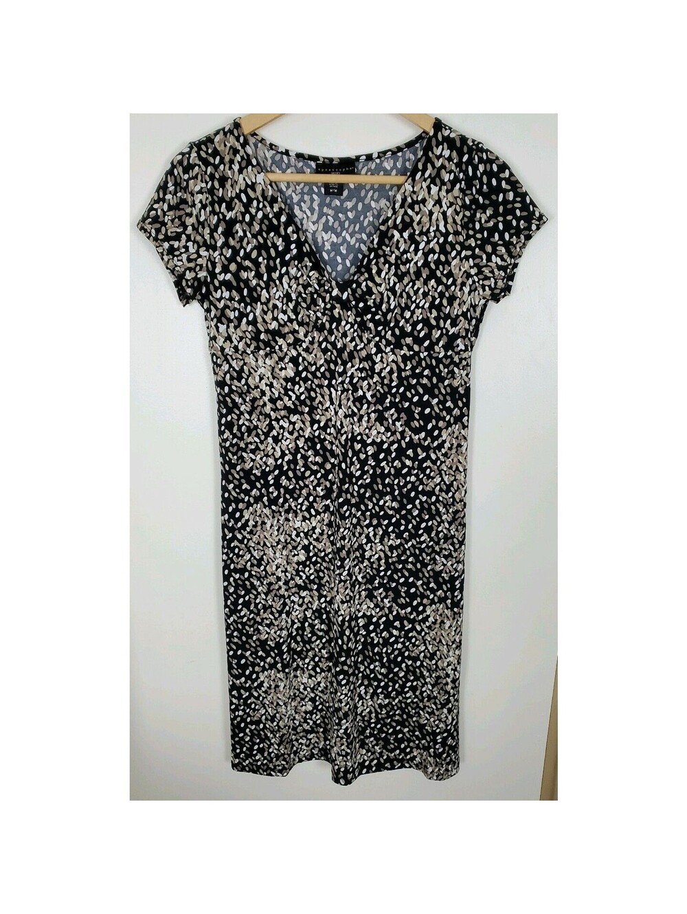Apostrophe Women's Size Medium M Black And Brown Dress Short Sleeves
